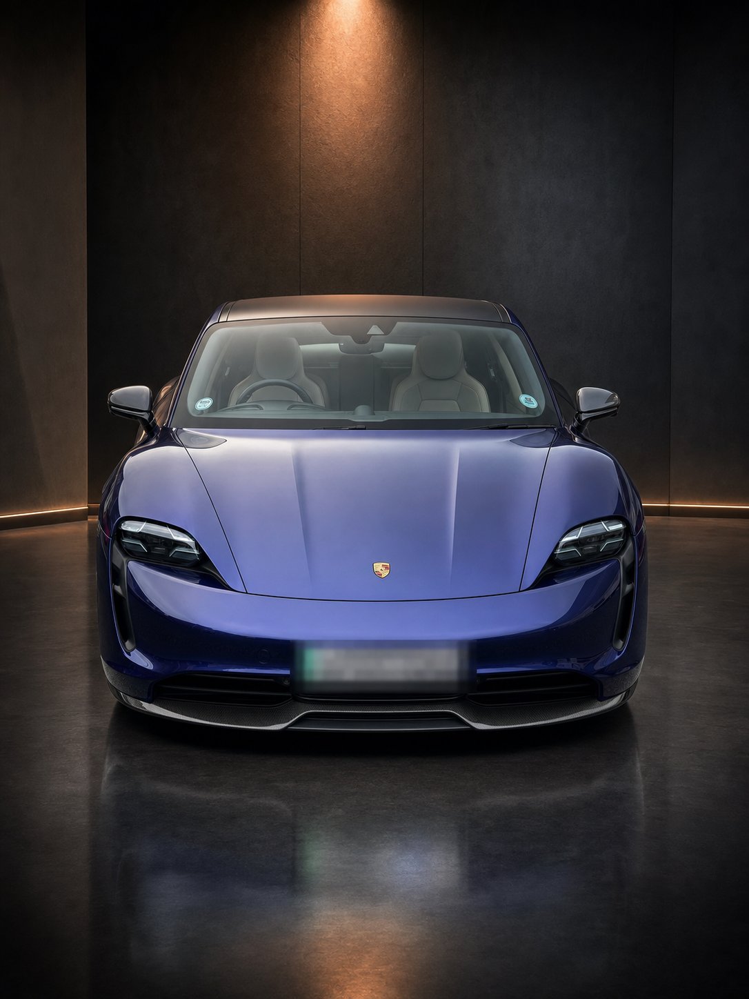 Porsche Taycan Turbo S front three-quarter view